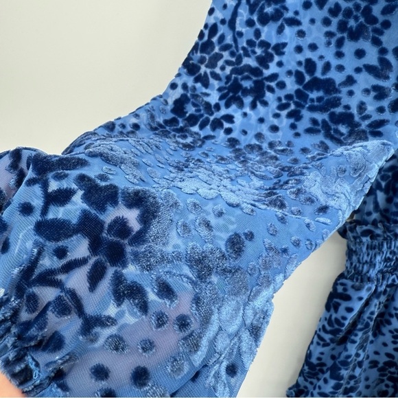 Shoshanna Sasha Mini Dress in Velvet Burnout Lapis Blue Floral Size 12 - Picture 16 of 16